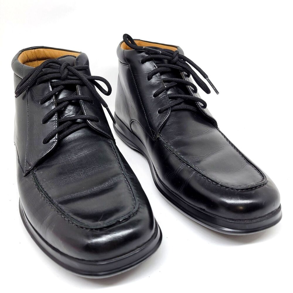 Cole Haan Mens Size 8 Black Leather Waterproof  Moc Toe Nikeair Ankle Boots